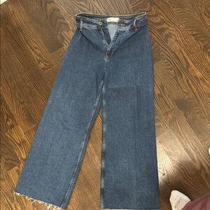 Zara Blue Flare & Wide Leg Jeans with Classic Denim Texture